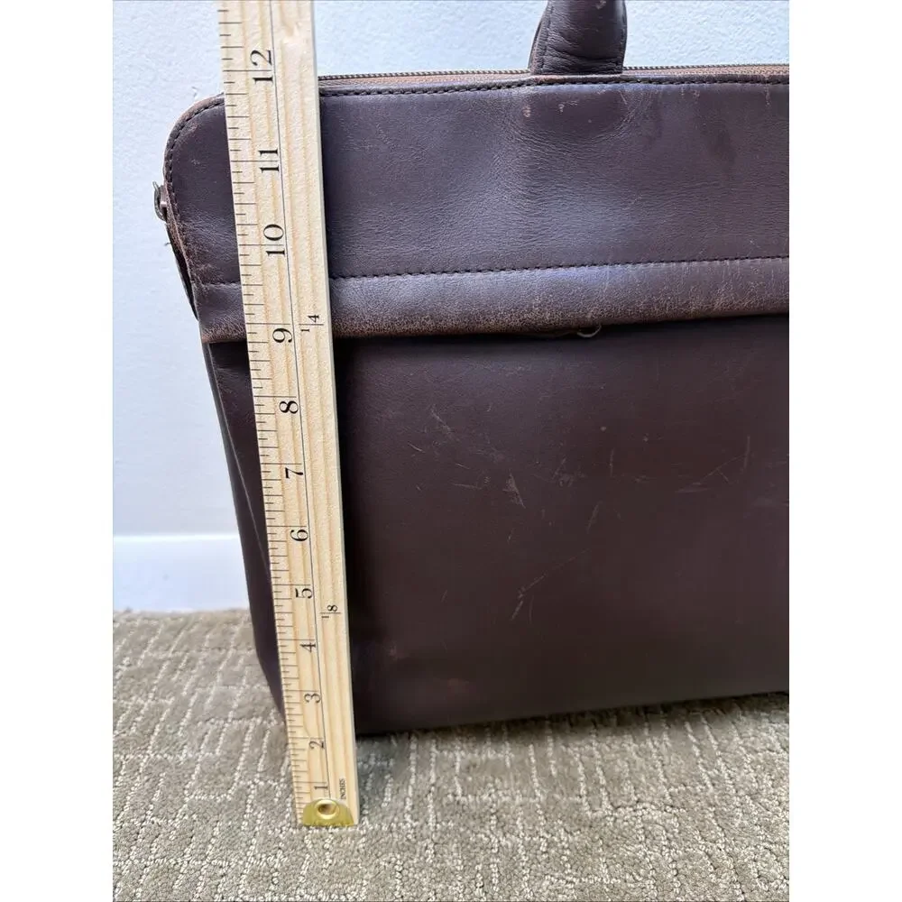 TRION 15 Inch Leather Bag‎ Choco Formal Office Classic Cowhide Pockets Travel